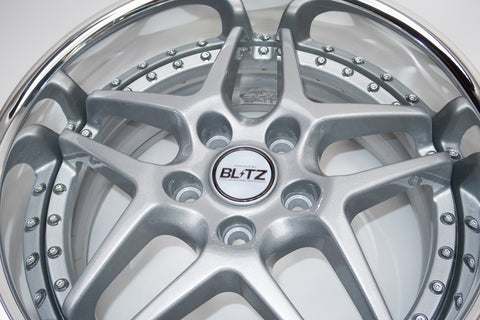 Blitz BRW 03 Reproduction Center Caps *White/Black Chrome*