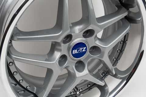 Blitz BRW 03 Reproduction Center Caps *Blue/Chrome*