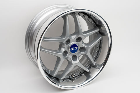 Blitz BRW 03 Reproduction Center Caps *Blue/Chrome*