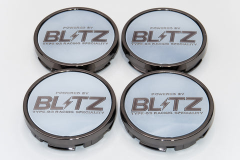 Blitz BRW 03 Reproduction Center Caps *White/Black Chrome*