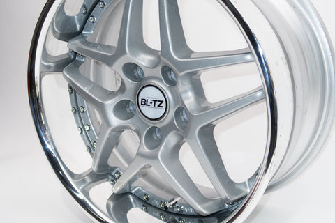 Blitz BRW 03 Reproduction Center Caps *White/Black Chrome*
