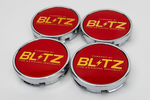 Blitz BRW 03 Reproduction Center Caps *Red/Gold/Chrome*